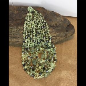 Vintage Green Stone Multi Strand Necklace